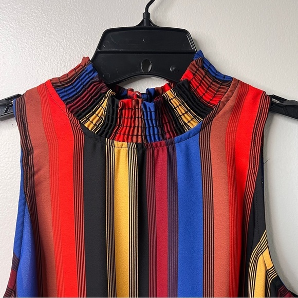 Allison Joy Women’s Mock Neck Sleeveless Striped Blouse Size Small Career Office - Picture 2 of 10